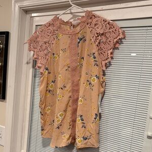 NOBO Pink Floral Lace Blouse